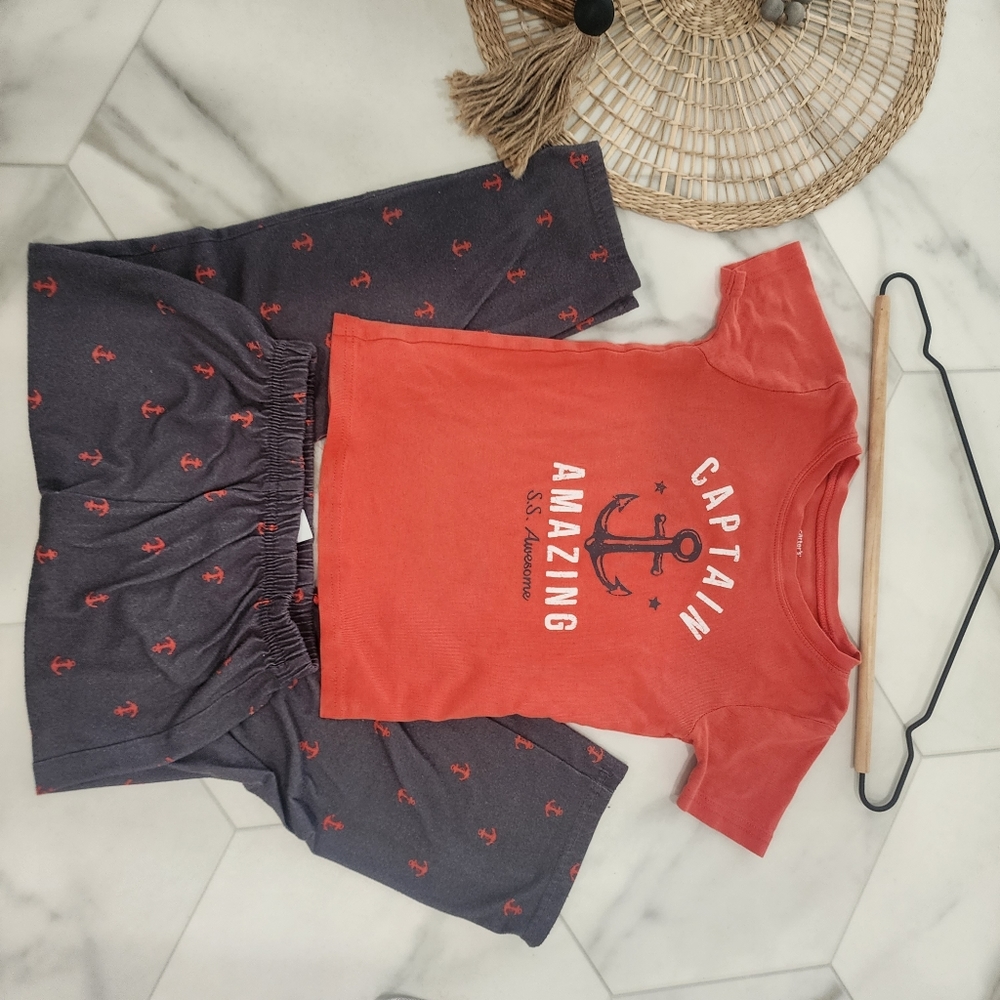 [ Carter's] size 6, boys coral and gray pajama set- " captain awesome "⚓️🔱 - Picture 7 of 13